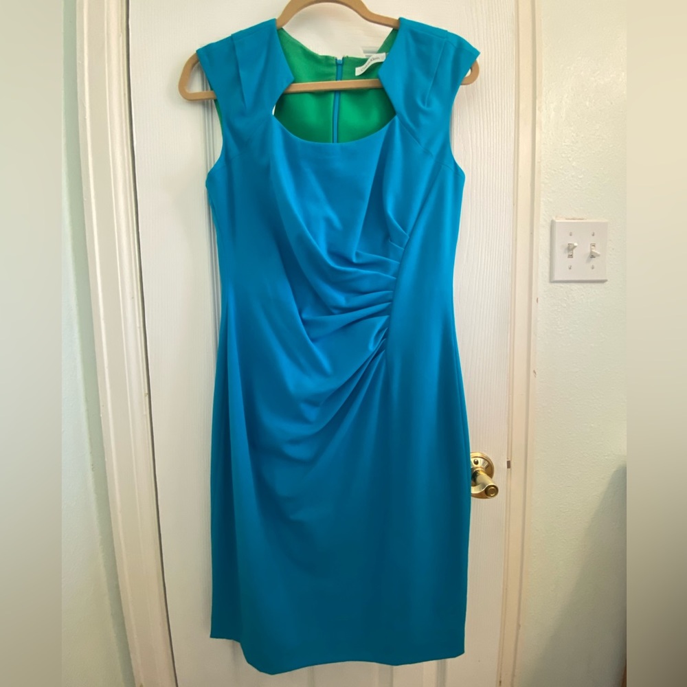 Calvin Klein blue sheath dress, size 8.